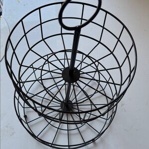 Two-Tier Black Wire Storage Basket Organizer